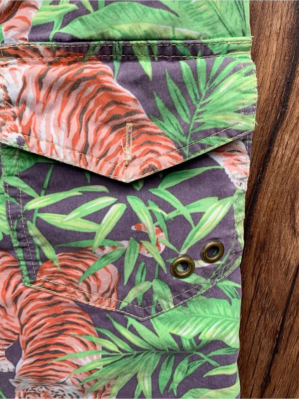 Vintage POLO RALPH LAUREN Palm Island Tiger Print Men's Board Swim Shorts 34